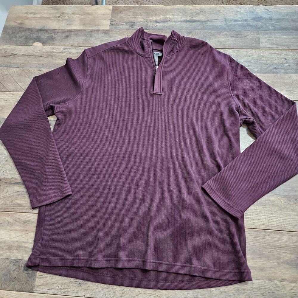 Spring + Mercer Shirt Mens 2XL Purple Long Sleeve Cotton Blend 1/4 Zip Pullover